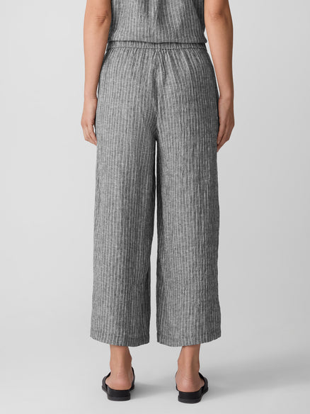 Eileen Fisher Puckered Organic Linen Wide-Leg Pant
