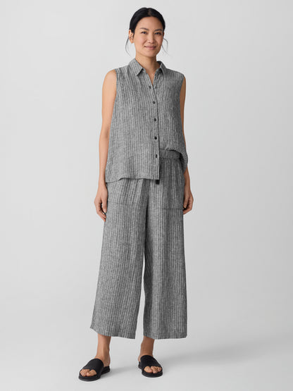 Eileen Fisher Puckered Organic Linen Wide-Leg Pant