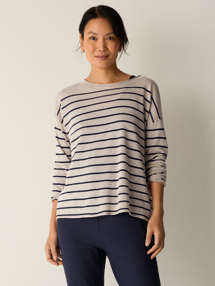 Eileen Fisher Organic Linen Cotton Jewel Neck Top