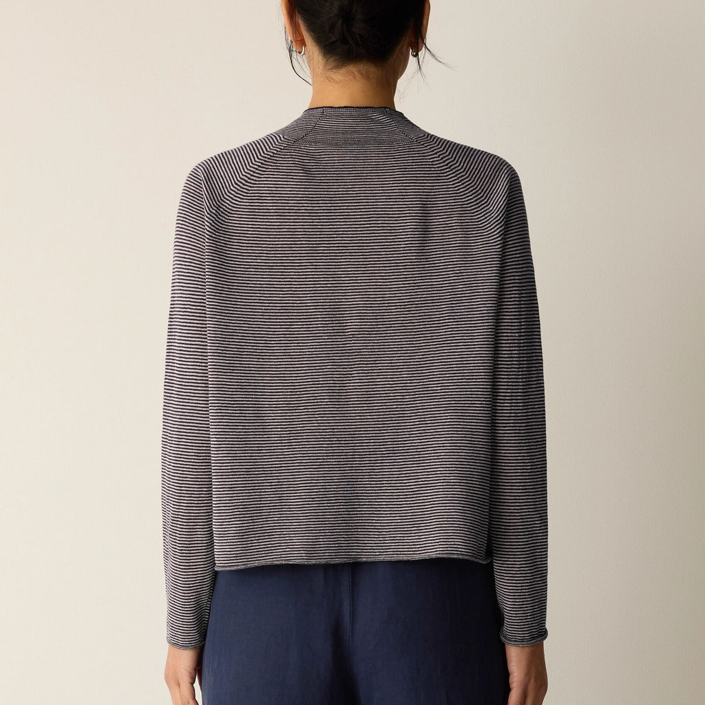 Eileen Fisher Organic Linen Cotton High Collar Cardigan