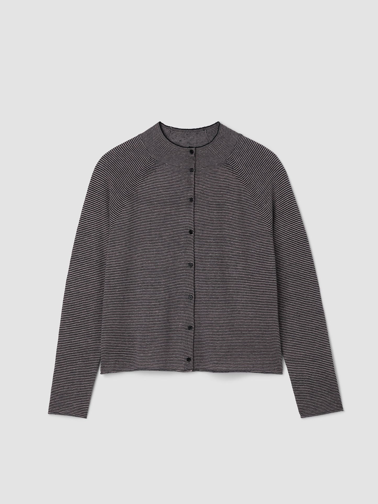 Eileen Fisher Organic Linen Cotton High Collar Cardigan