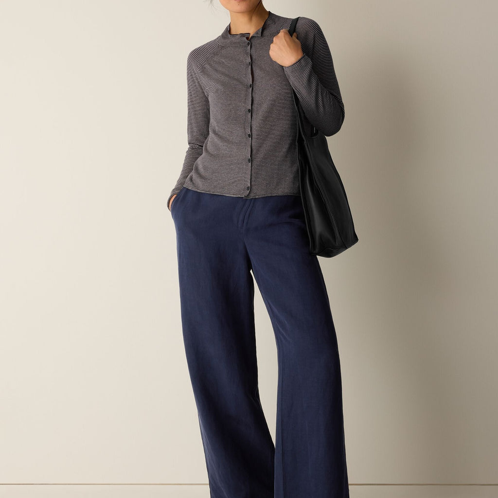 Eileen Fisher Organic Linen Cotton High Collar Cardigan