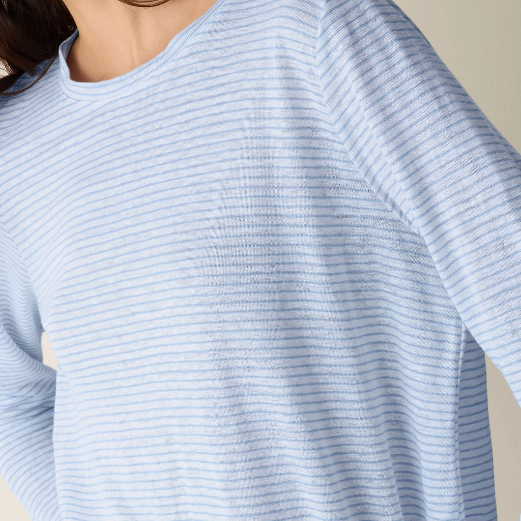 Eileen Fisher Striped Organic Linen Jersey Long-Sleeve Tee