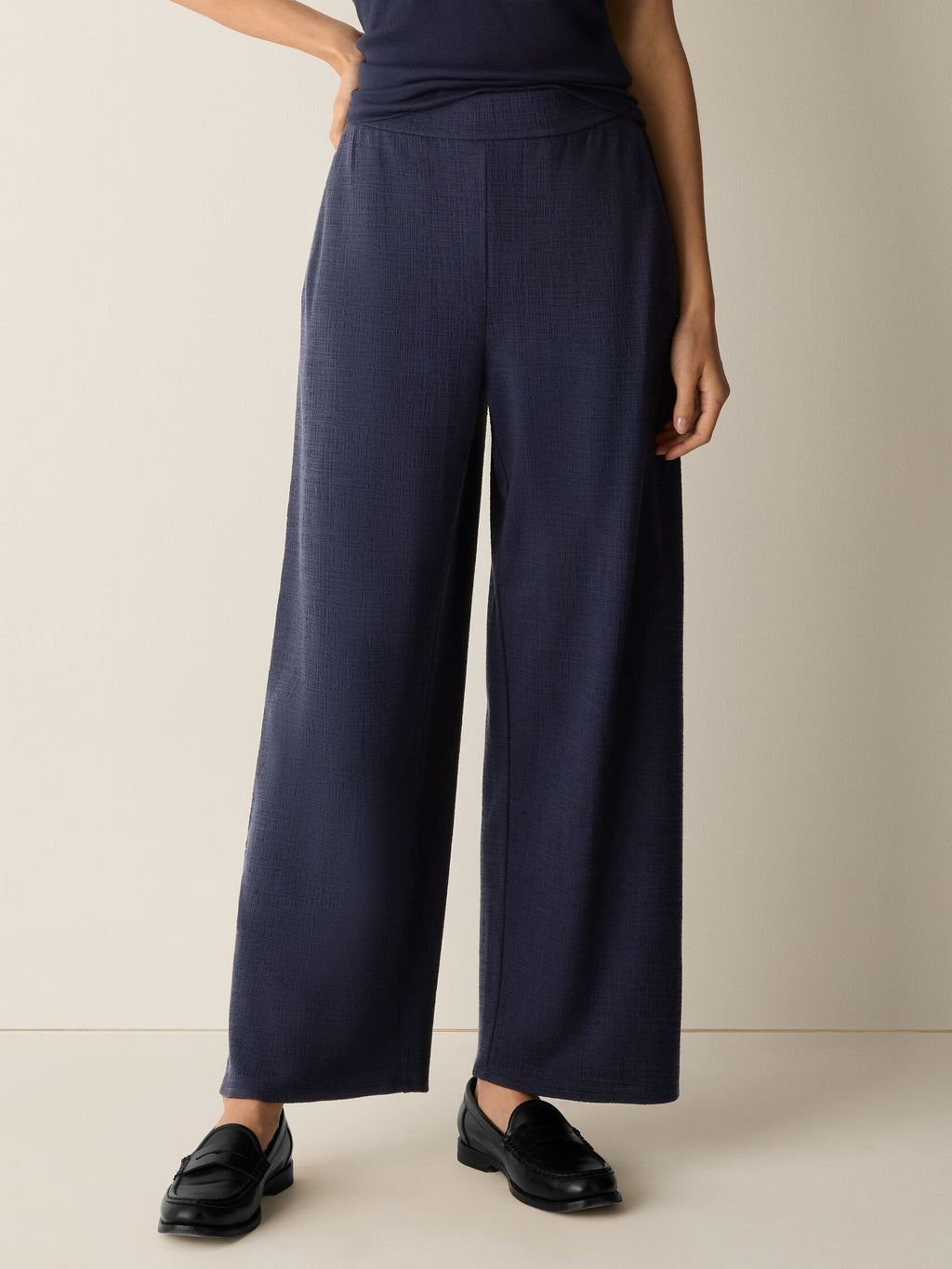 Eileen Fisher Cross Hatch Stretch Jersey Straight Pant