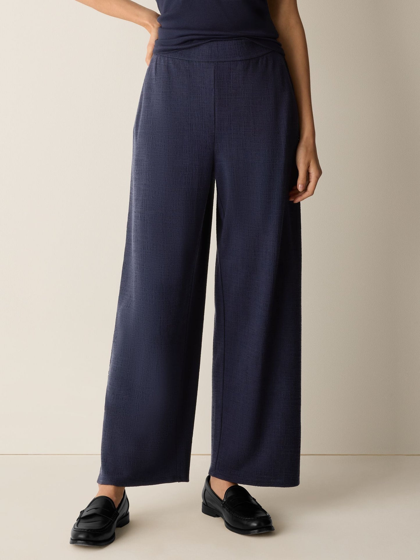 Eileen Fisher Cross Hatch Stretch Jersey Straight Pant