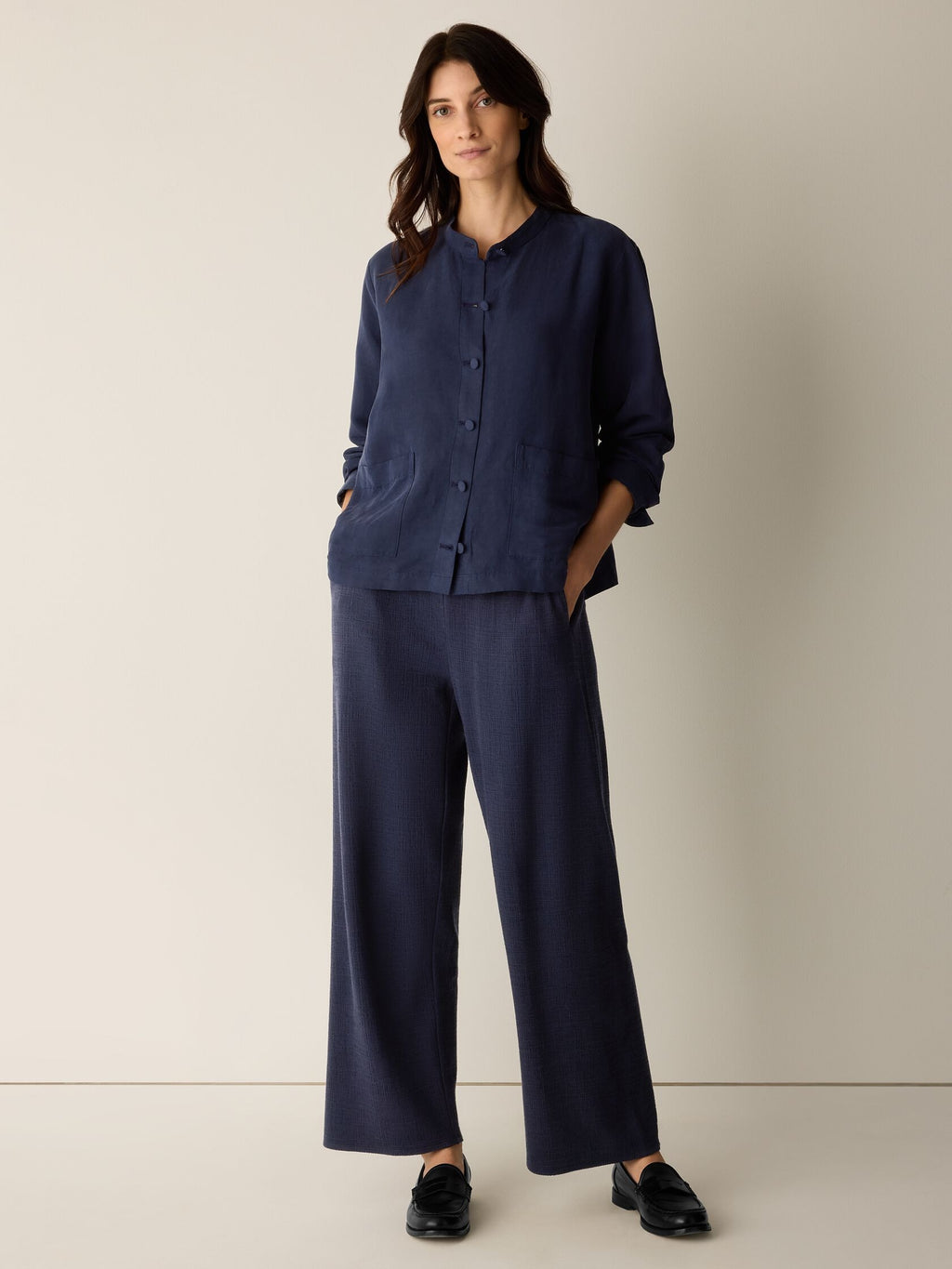 Eileen Fisher Cross Hatch Stretch Jersey Straight Pant