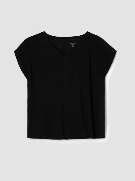 Eileen Fisher Organic Linen Jersey V-Neck Tee
