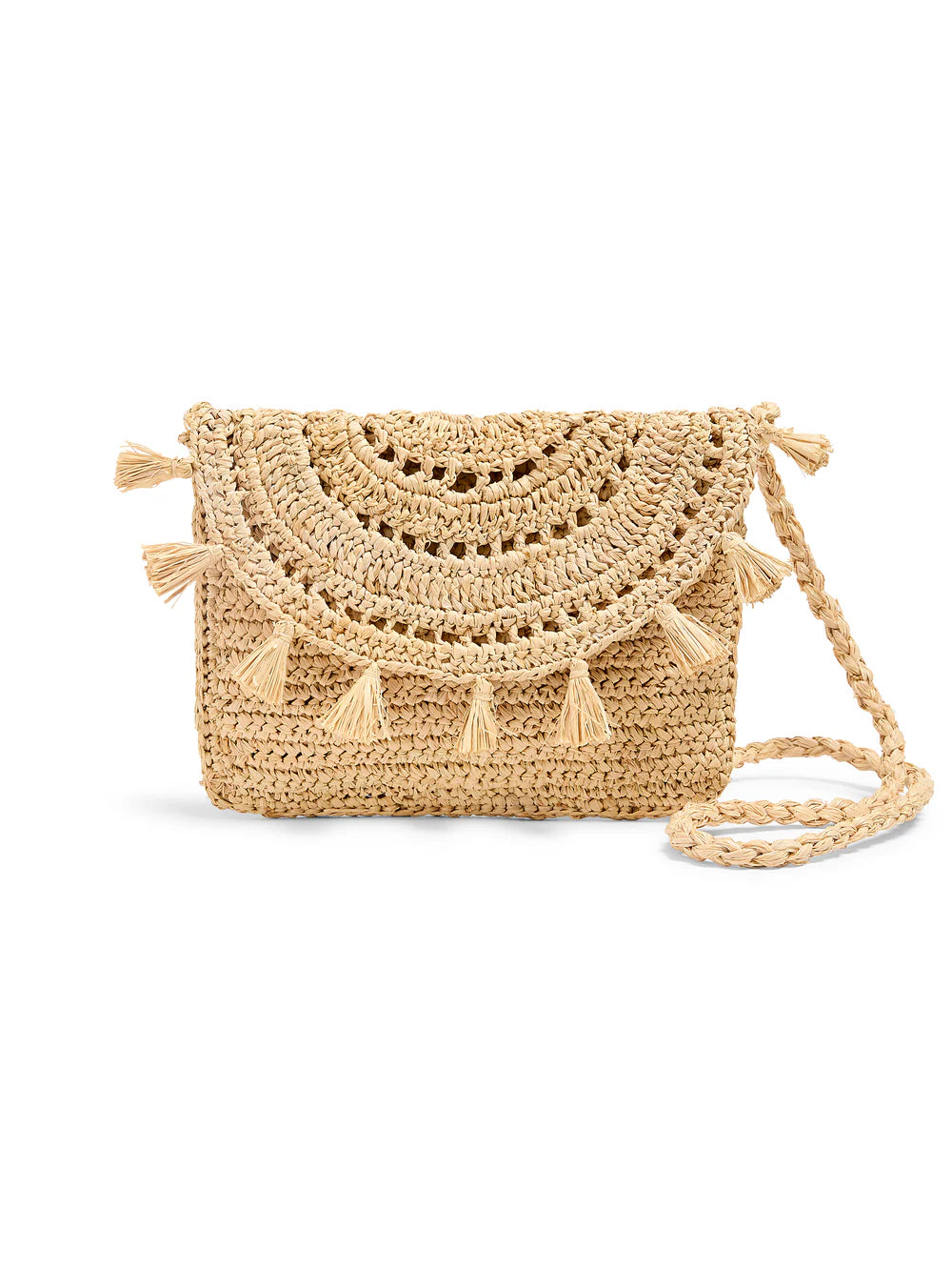Faherty Raffia Tassel Clutch