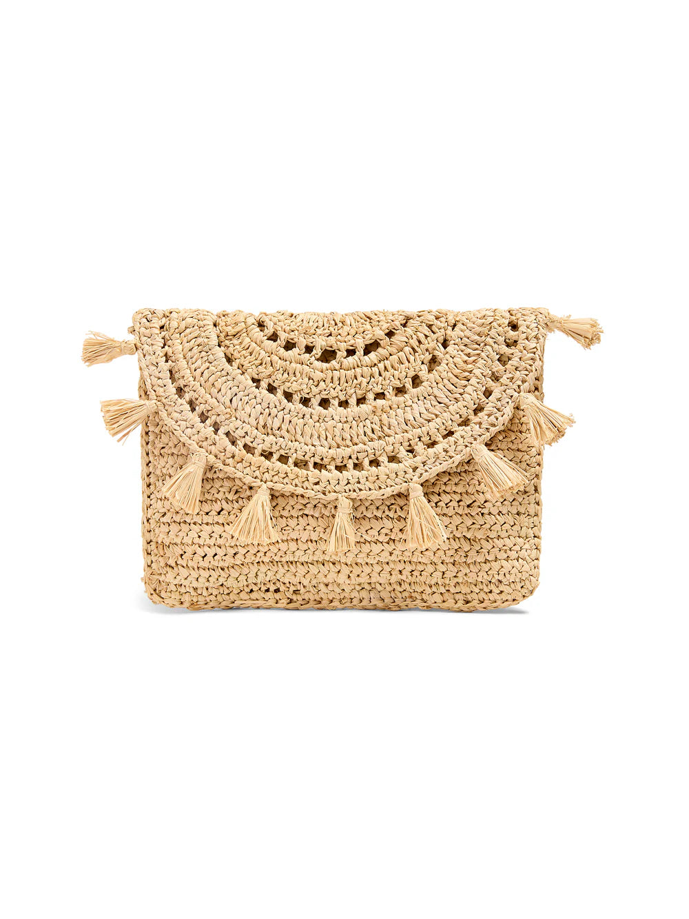 Faherty Raffia Tassel Clutch