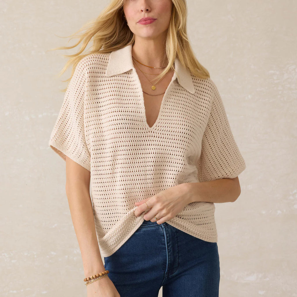 Faherty Seacoast Crochet Polo
