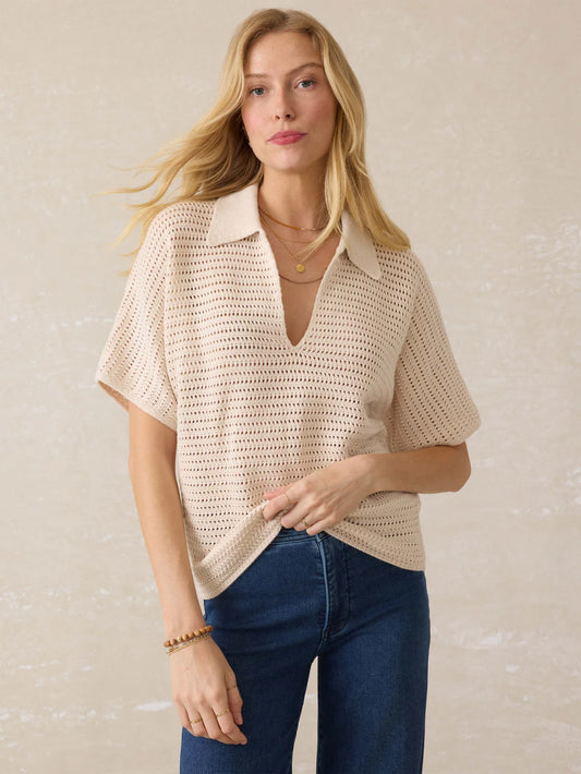 Faherty Seacoast Crochet Polo