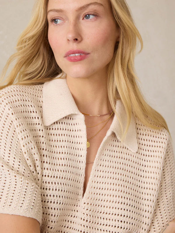 Faherty Seacoast Crochet Polo
