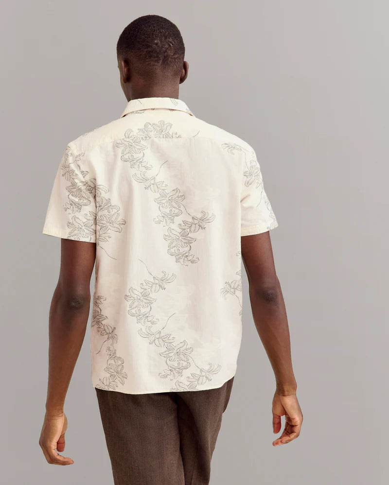 Billy Reid Short Sleeve Watercolor Lily Jacquard Treme Shirt