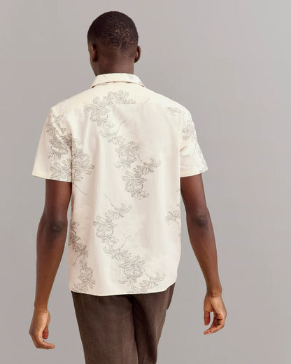 Billy Reid Short Sleeve Watercolor Lily Jacquard Treme Shirt