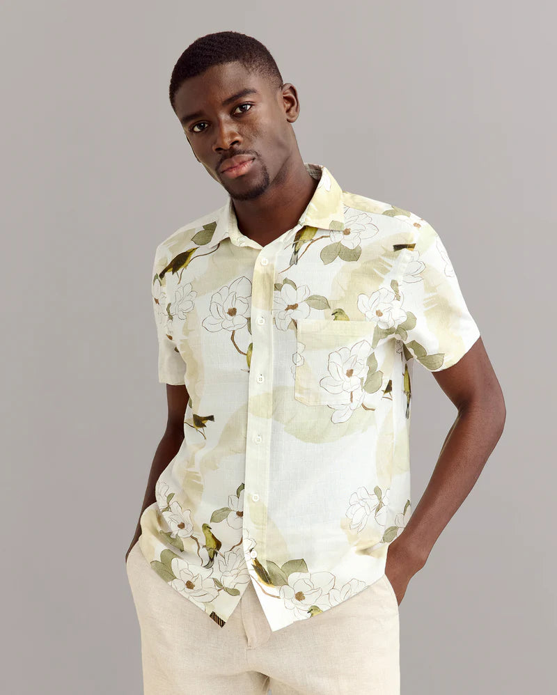 Billy Reid Short Sleeve Grid Yellowhammer Treme Shirt