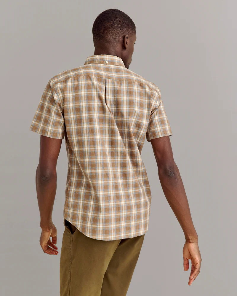 Billy Reid Short Sleeve Melange Plaid Tuscumbia Shirt Button Down