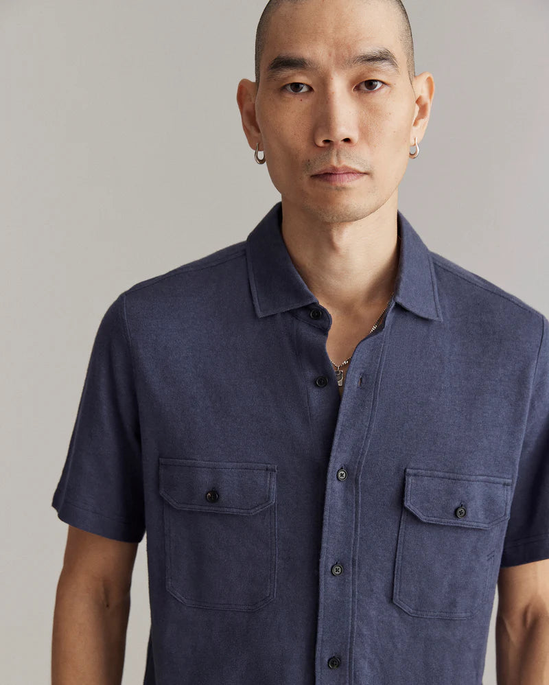 Billy Reid Short Sleeve Hemp Cotton Knit Shirt