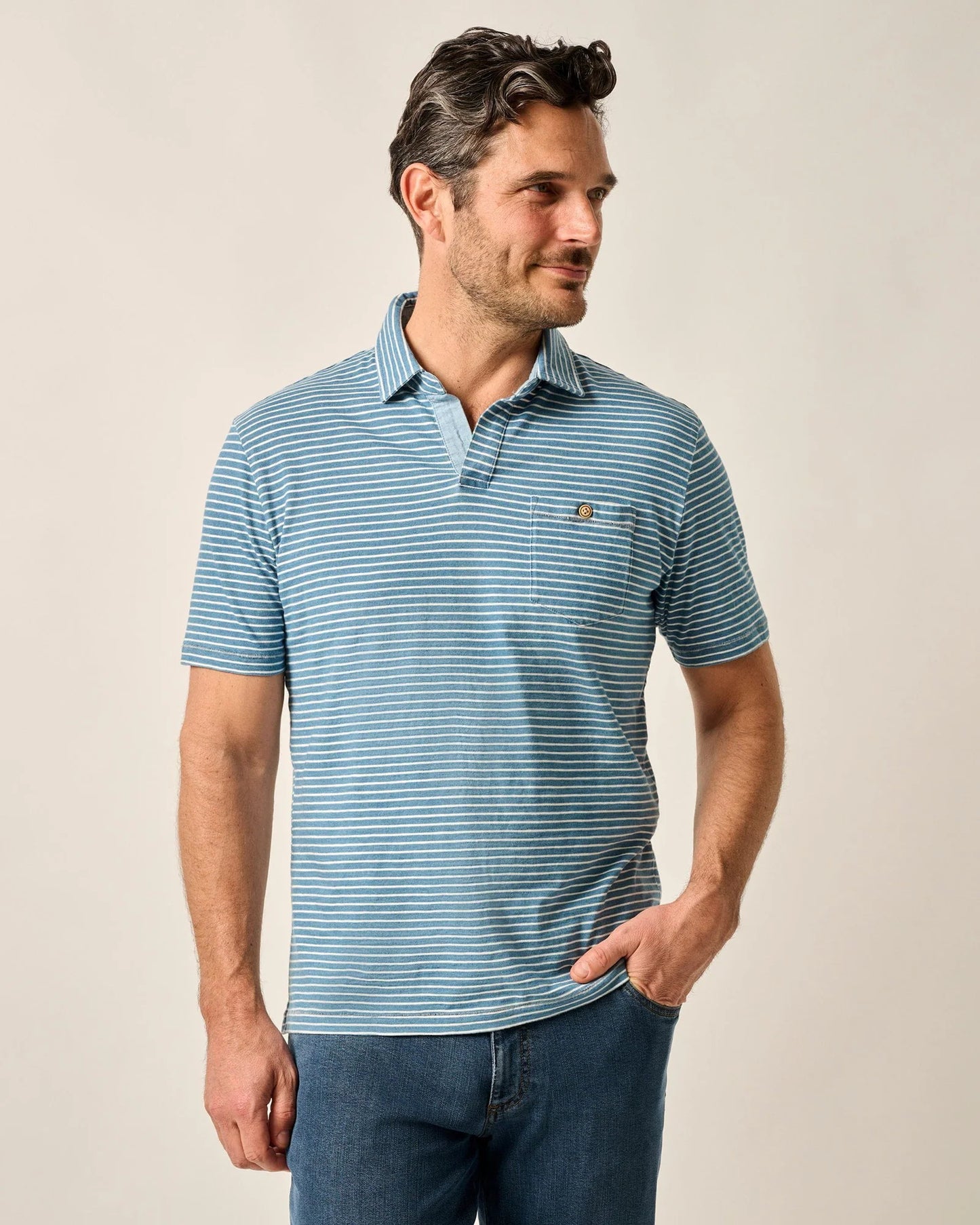 Johnnie-O Johnny Collar Cotton Polo Brandt