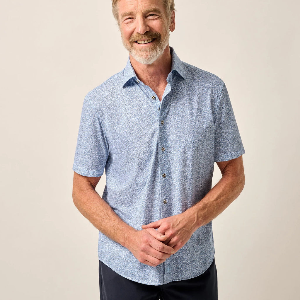 Johnnie-O Short Sleeve Hangin' Out Knit Button Down Shirt - Waylan