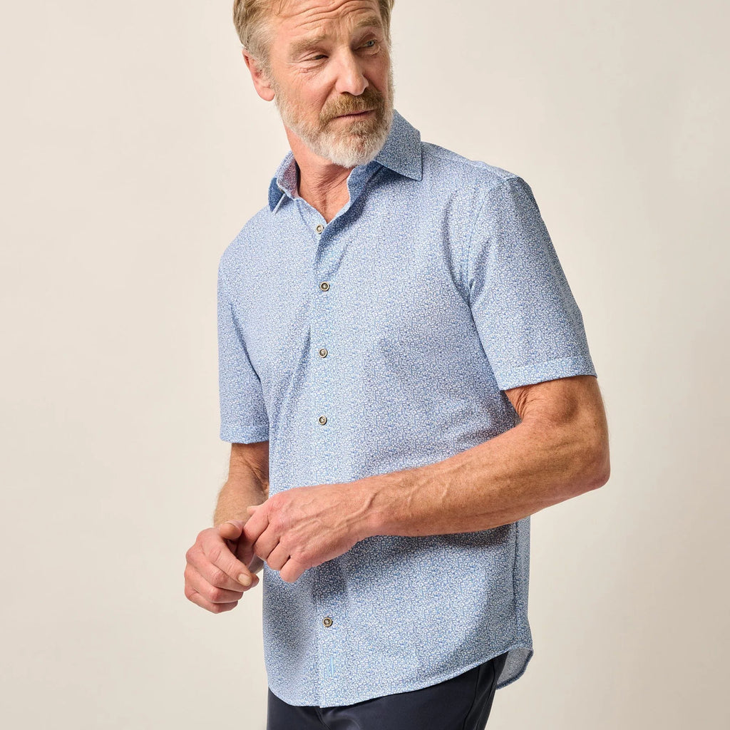Johnnie-O Short Sleeve Hangin' Out Knit Button Down Shirt - Waylan
