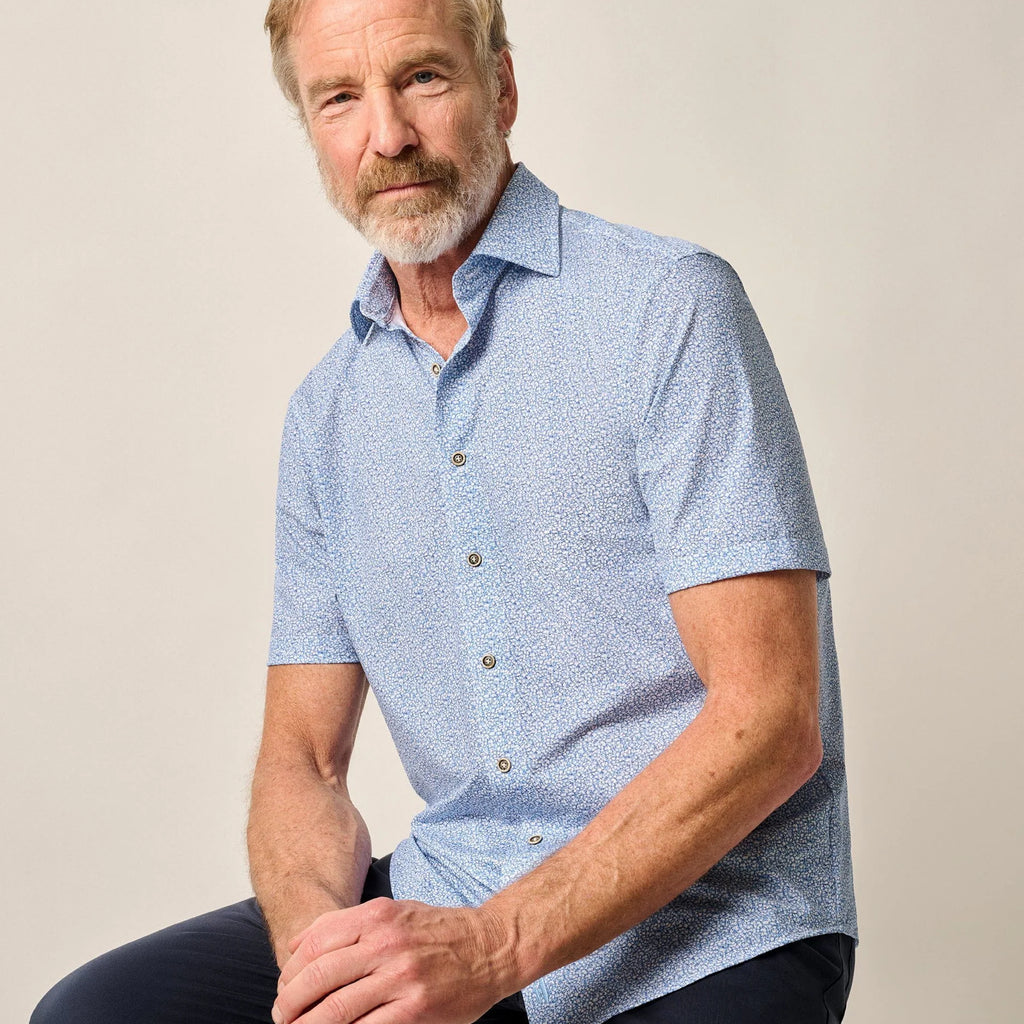 Johnnie-O Short Sleeve Hangin' Out Knit Button Down Shirt - Waylan