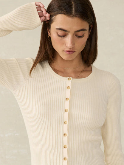 Faherty Stretch Cotton Cashmere Rib Cardigan