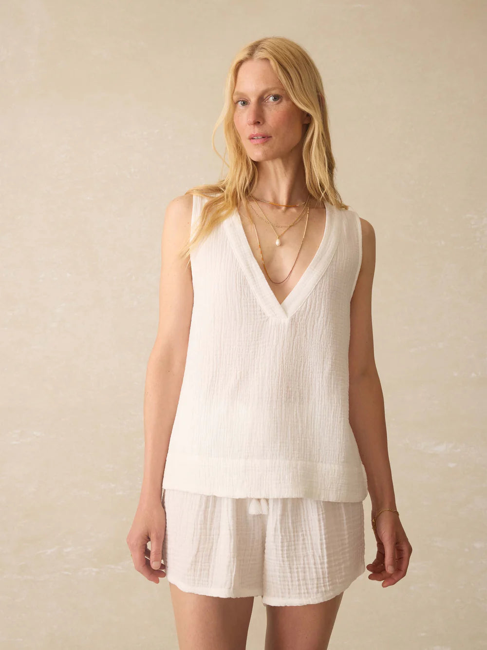 Faherty Dune Cotton Gauze Sleeveless Popover
