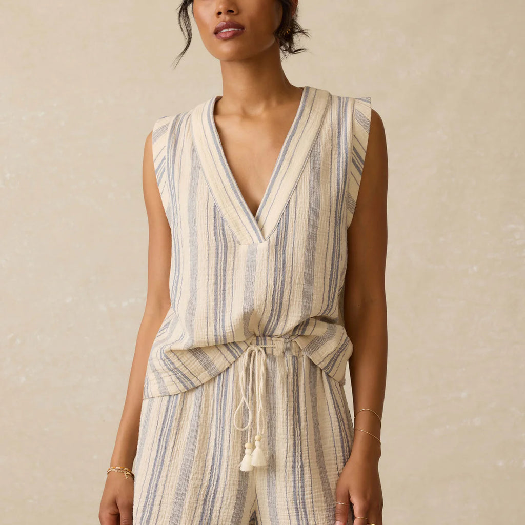Faherty Dune Cotton Gauze Sleeveless Popover