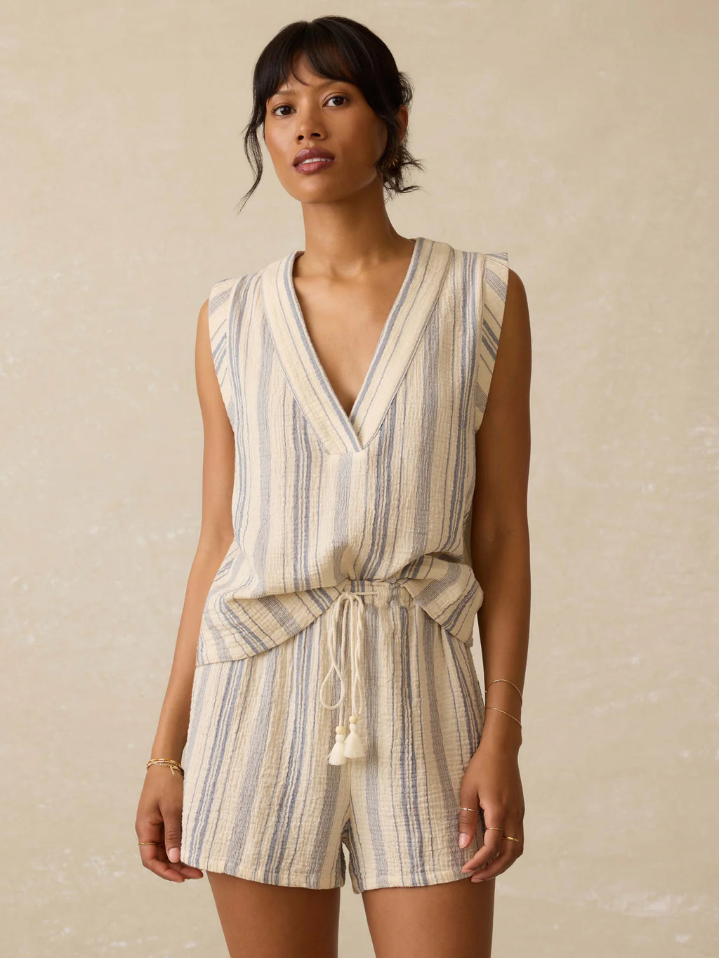 Faherty Dune Cotton Gauze Sleeveless Popover