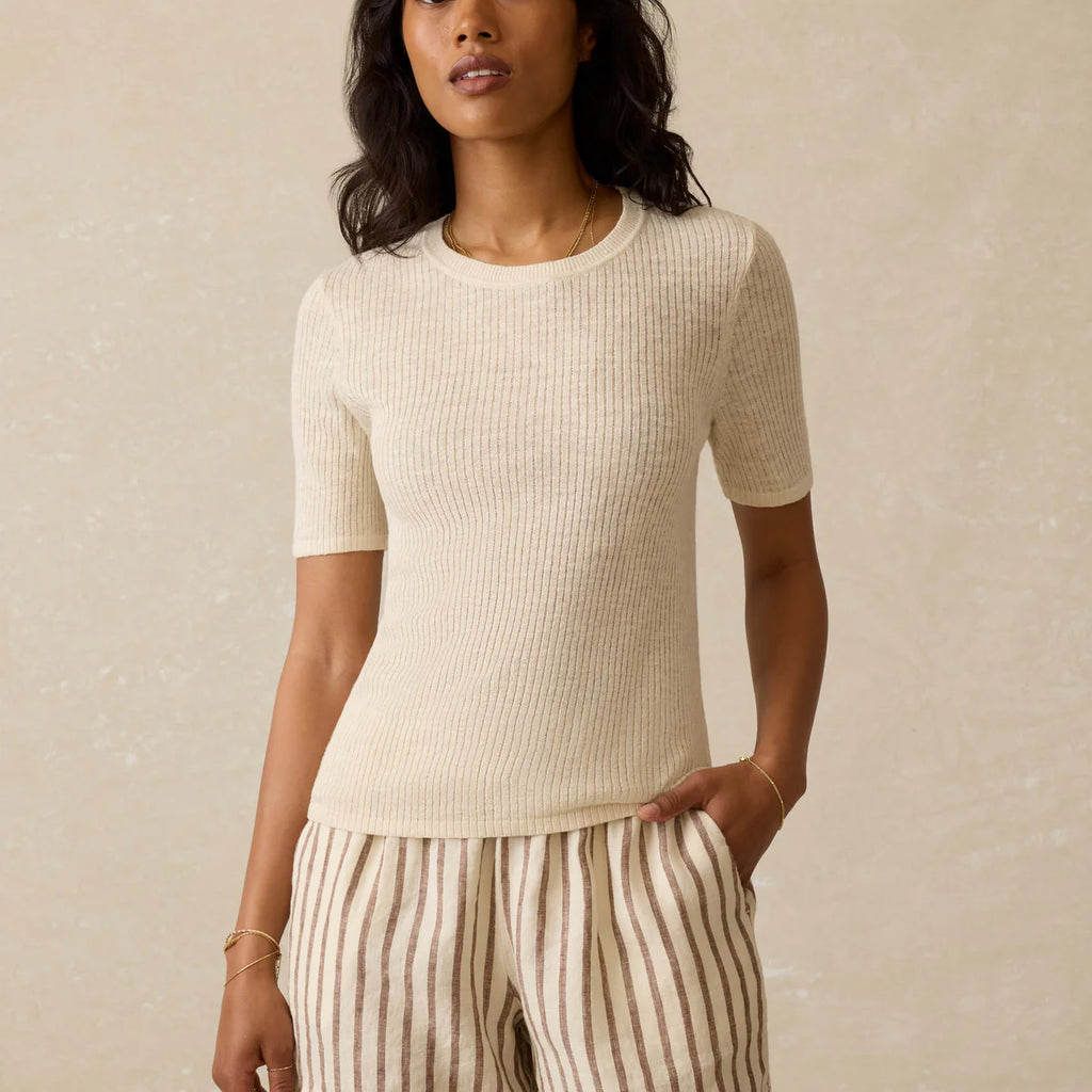 Faherty Miramar Linen Mini Rib Tee