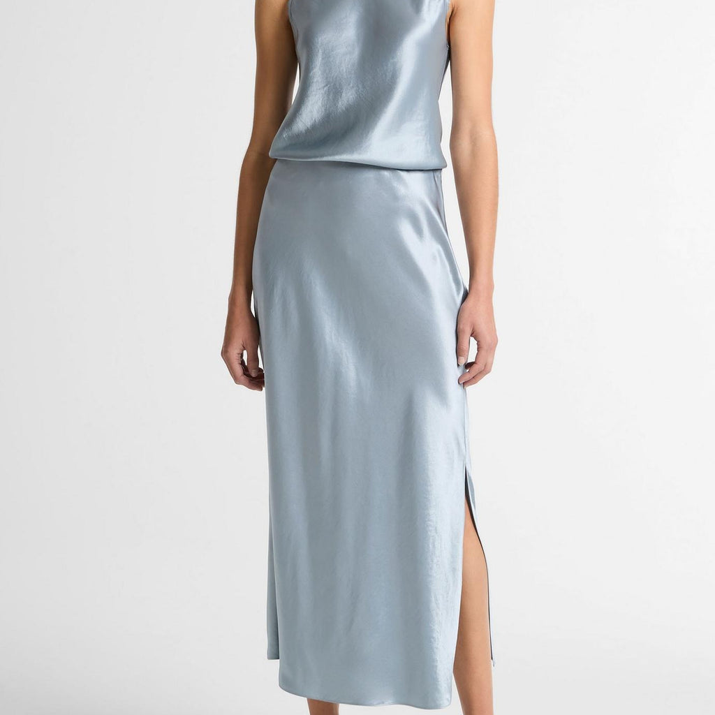 Vince Satin Side-Slit Slip Skirt