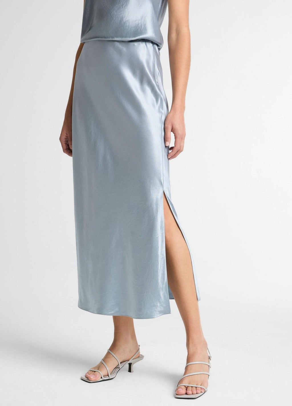 Vince Satin Side-Slit Slip Skirt