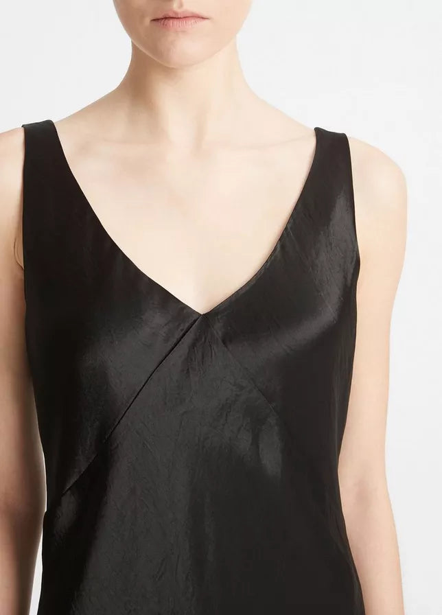 Vince Satin V-Neck Maxi Slip Dress