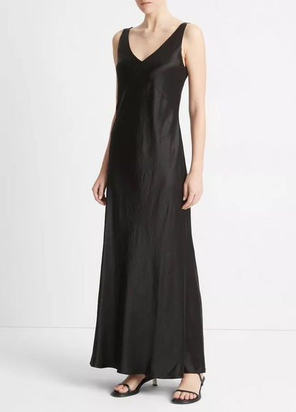 Vince Satin V-Neck Maxi Slip Dress