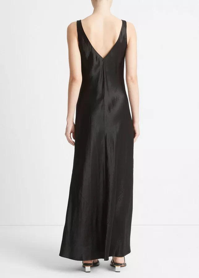 Vince Satin V-Neck Maxi Slip Dress