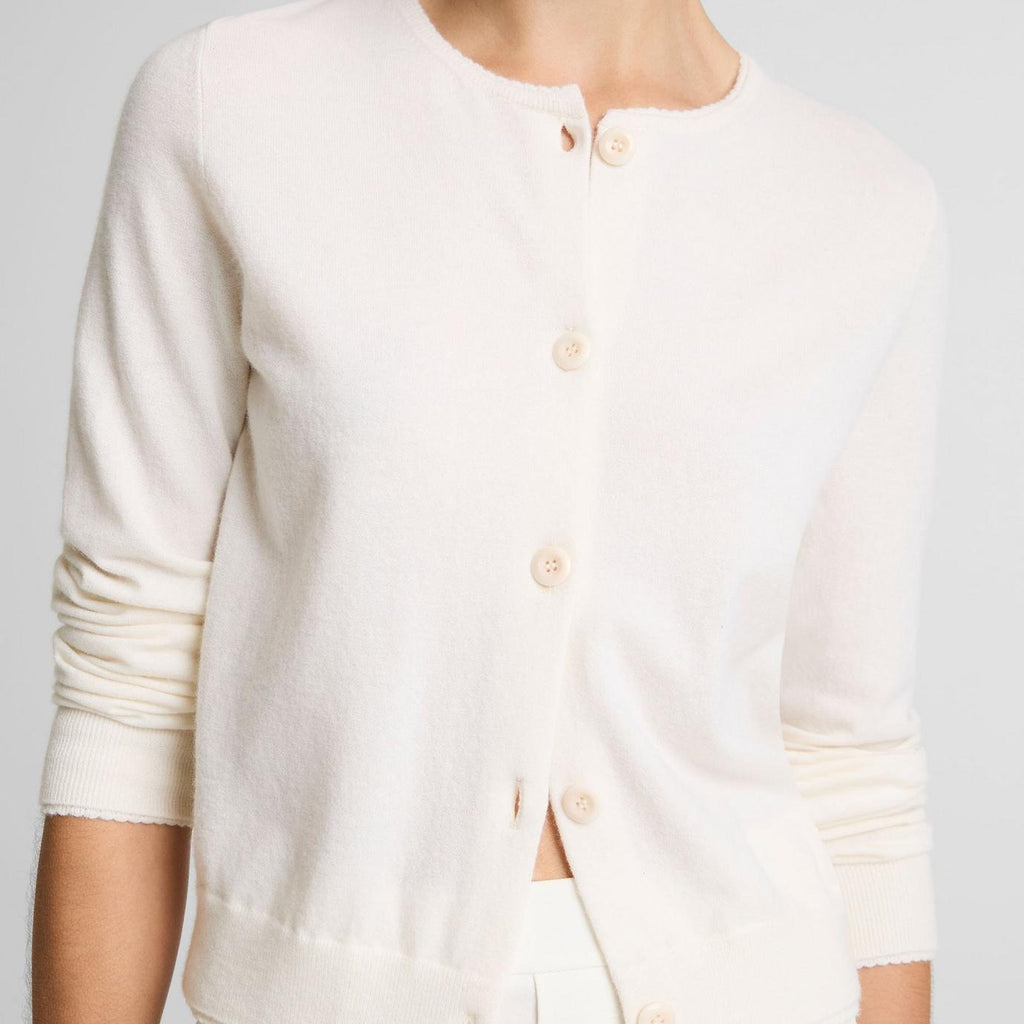 Vince Scallop-Trim Wool & Cashmere-Blend Cardigan