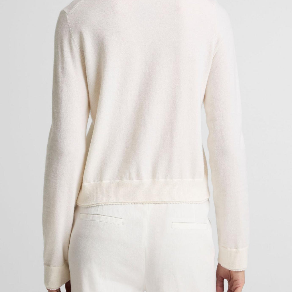 Vince Scallop-Trim Wool & Cashmere-Blend Cardigan
