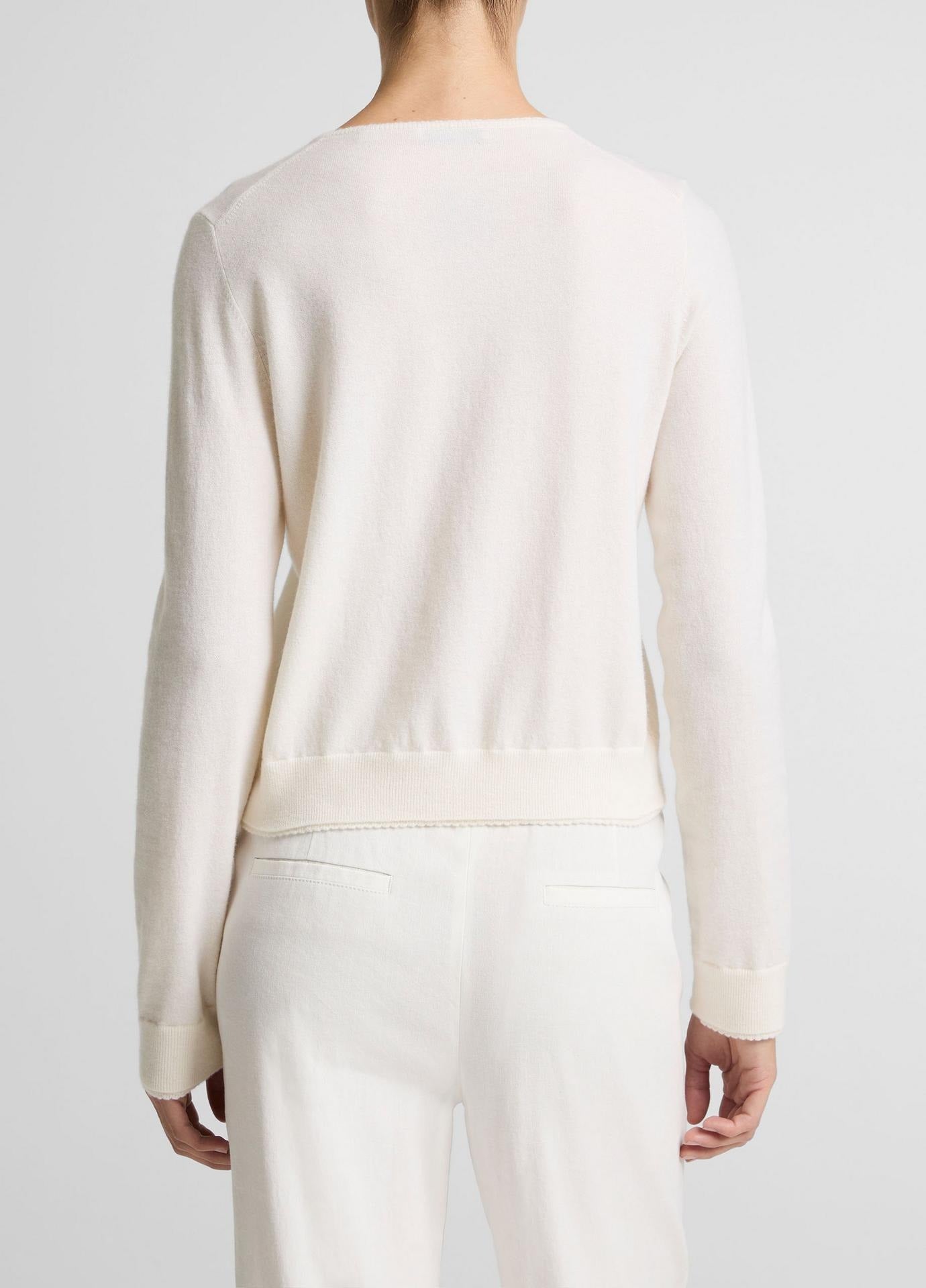 Vince Scallop-Trim Wool & Cashmere-Blend Cardigan
