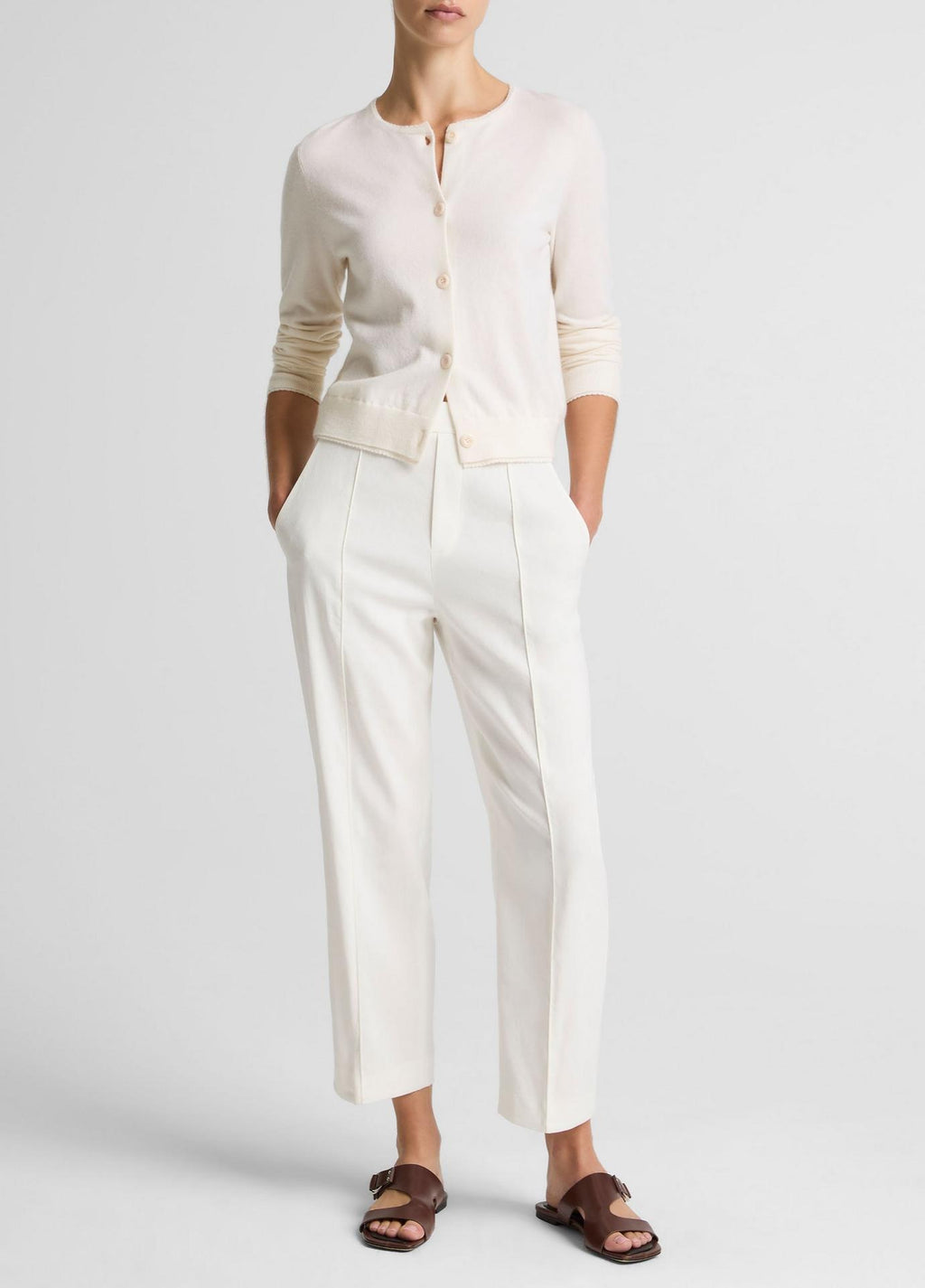 Vince Scallop-Trim Wool & Cashmere-Blend Cardigan