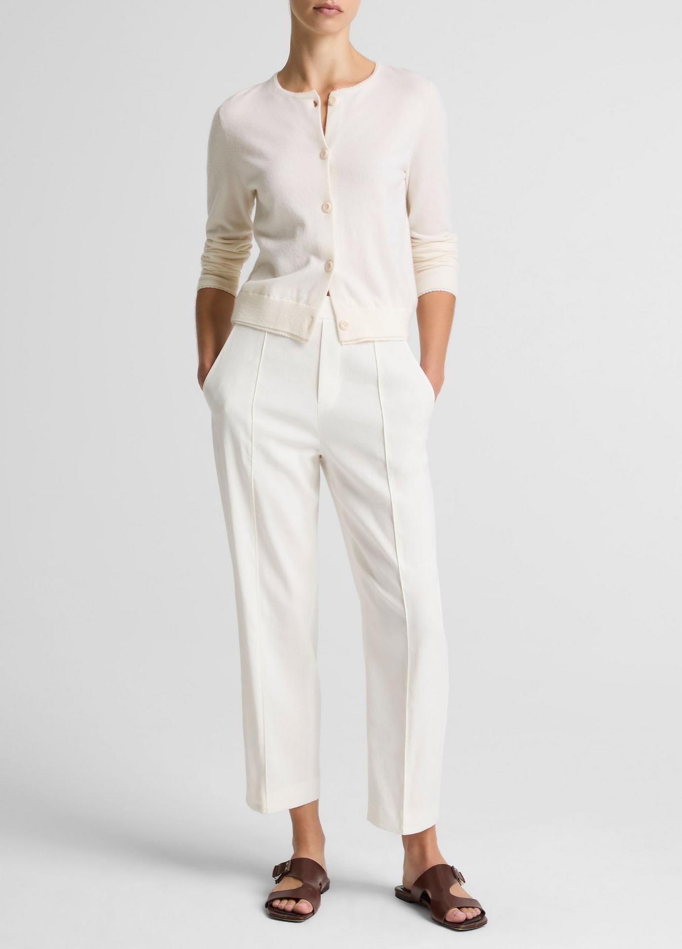 Vince Scallop-Trim Wool & Cashmere-Blend Cardigan