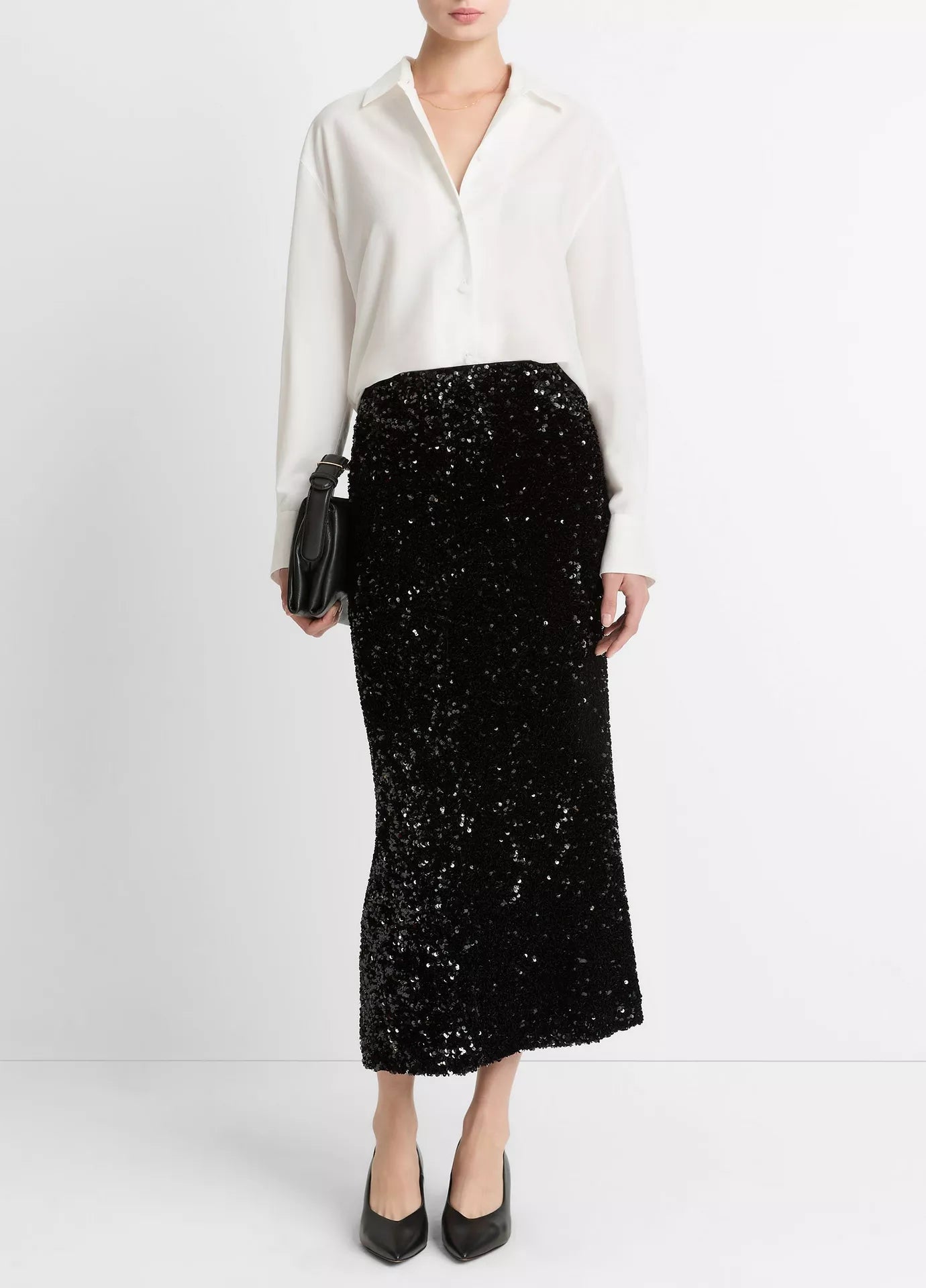 Vince Sequined Velvet Column Skirt
