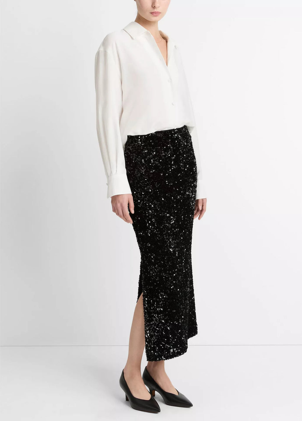 Vince Sequined Velvet Column Skirt