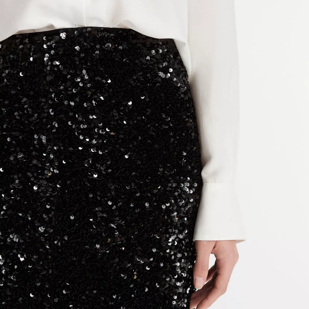 Vince Sequined Velvet Column Skirt
