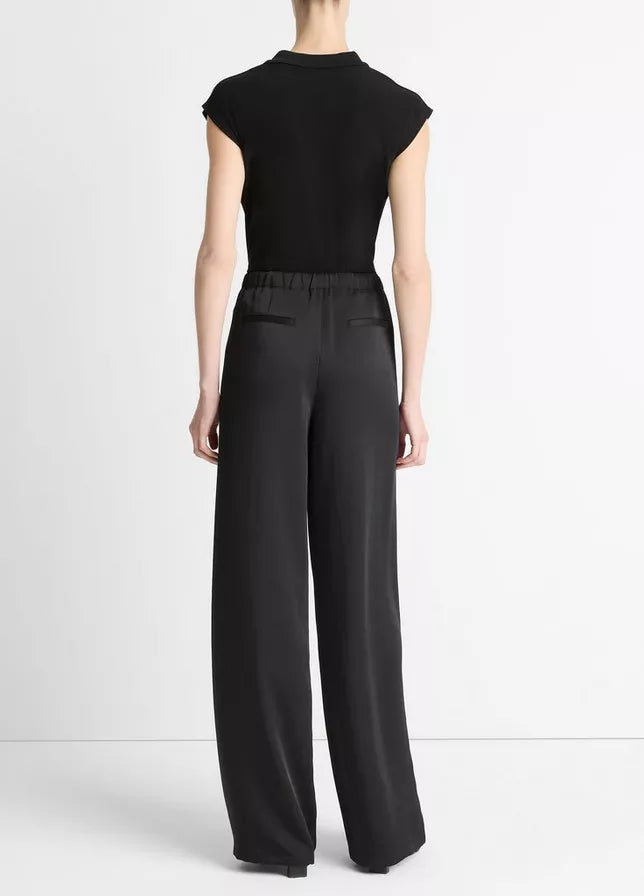 Vince Side-Strap Crepe Pull-On Pant