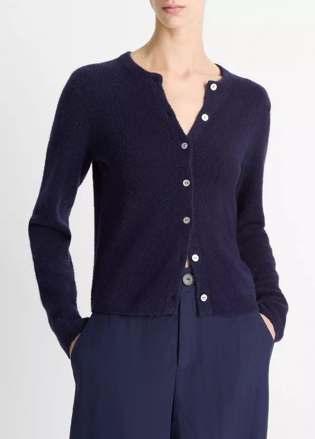Vince Silk & Cashmere-Blend Bouclé Cardigan