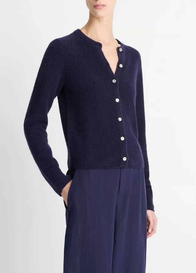 Vince Silk & Cashmere-Blend Bouclé Cardigan