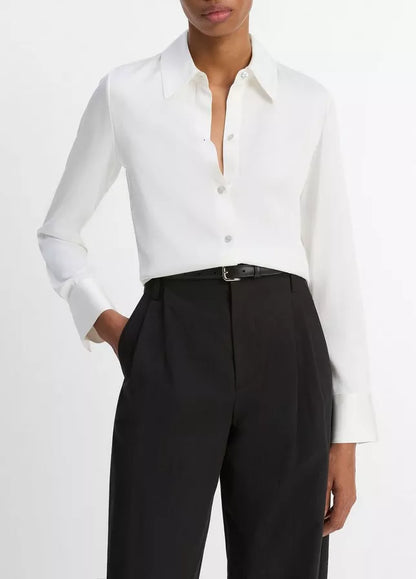 Vince Silk-Blend Slim Button-Front Blouse