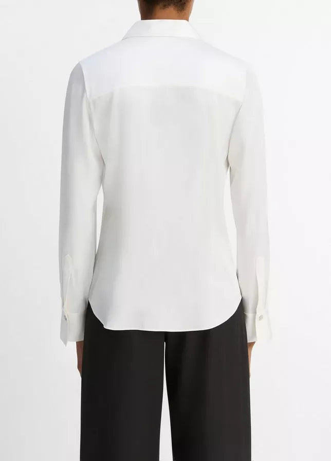 Vince Silk-Blend Slim Button-Front Blouse
