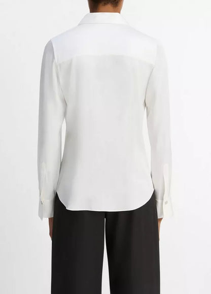 Vince Silk-Blend Slim Button-Front Blouse