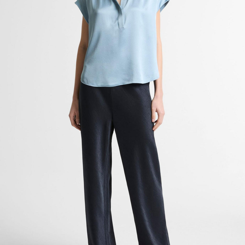 Vince Silk Gathered Cap-Sleeve Blouse